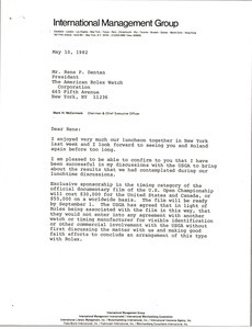 Letter from Mark H. McCormack to Rene P. Dentan