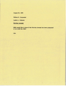 Memorandum from Judy A. Chilcote to William H. Carpenter