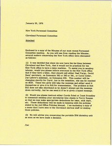 Memorandum from Cleveland personnel committee to New York personnel committee