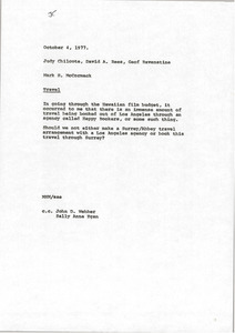 Memorandum from Mark H. McCormack to Judy A. Chilcote, David A. Rees and Geof Ravenstine