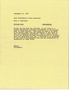 Memorandum from Mark H. McCormack to Saul Schoenberg and Jules Rosenthal