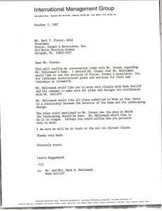 Letter from Laurie Roggenburk to Bert T. Foster
