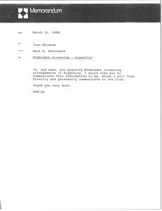 Memorandum from Mark H. McCormack to Juan Abraham