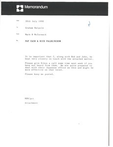 Memorandum from Mark H. McCormack to Graham Walpole