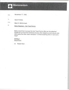 Memorandum from Mark H. McCormack to Gavin Forbes