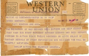Telegram from Robert H. Dunlop to Hyman Ozersky