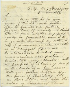 Letter from John Bennette to Joseph Lyman