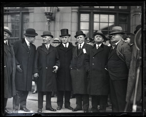 Gov. Alfred E. Smith (third from left) with James Michael Curley (in top hat) and other dignitaries