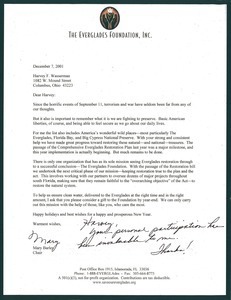 Letter from Everglades Foundation, Inc. to Harvey Wasserman