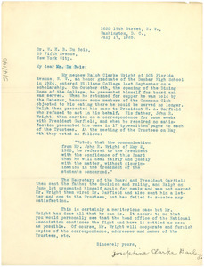 Letter from Josephine Clarke Bailey to W. E. B. Du Bois