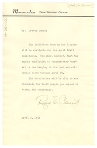 Memo from Rufus E. Clement to W. E. B. Du Bois