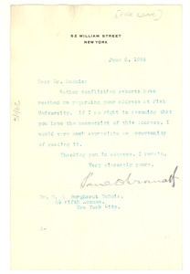 Letter from Paul D. Cravath to W. E. B. Du Bois