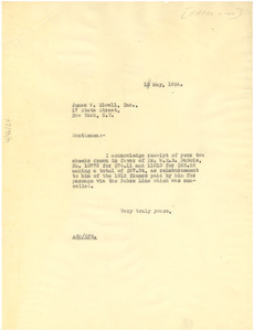 Letter from Augustus G. Dill to James W. Elwell & Co.