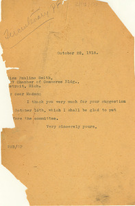 Letter from W. E. B. Du Bois to Pauline Smith
