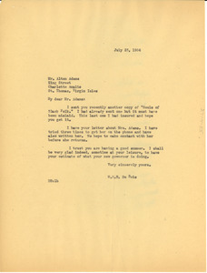 Letter from W. E. B. Du Bois to Alton Adams