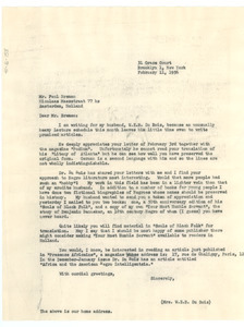 Letter from Mrs. W. E. B. Du Bois to Paul Bremen