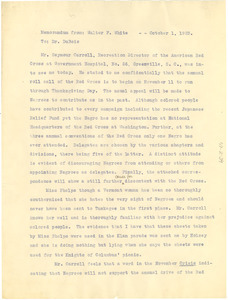 Memo from Walter F. White to W. E. B. Du Bois