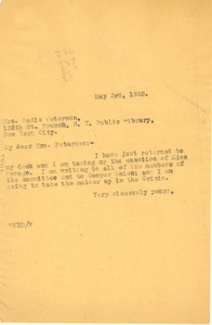 Letter from W. E. B. Du Bois to Sadie Marie Peterson