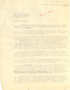 Letter from William W. Krauss to W. E. B. Du Bois