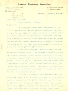 Letter from The American Missionary Association to W. E. B. Du Bois