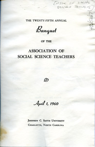 Association of Social Science Teachers banquet program and menu