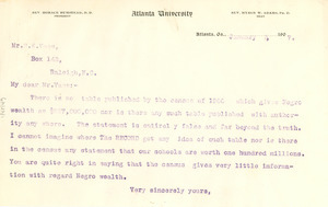 Letter from W. E. B. Du Bois to S.N. Vass