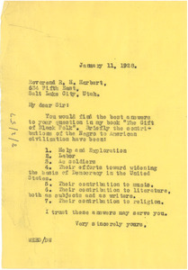 Letter from W. E. B. Du Bois to R. H. Harbert