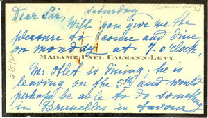Letter from Paul Calmann-Levy to W. E. B. Du Bois