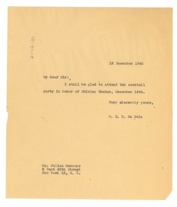 Letter from W. E. B. Du Bois to Julian Messner