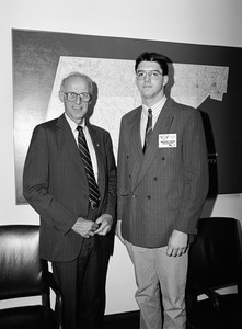 Congressman John W. Olver (right) with Jerome Leslie, visitor to his congressional office from 'Presidential Classroom'