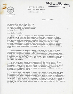 Letter to Judge Arthur W. Garrity