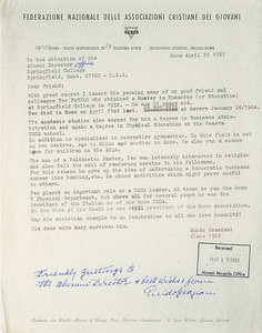 Guido Graziani's Letter about Teo (Timothy) Fasulo (April 29, 1985)