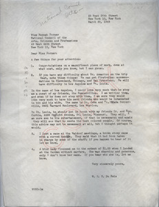 Letter from W. E. B. Du Bois to National Council of Arts, Sciences and Professions