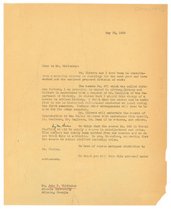 Memorandum from W. E. B. Du Bois to Atlanta University