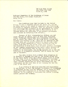Letter from W. E. B. Du Bois to National Committee of the Partisans of Peace