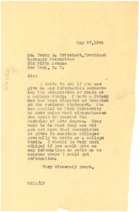 Letter from W. E. B. Du Bois to Carnegie Foundation