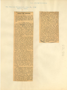 Pan African Congress The Evening Transcript - Dec 21, 1918 Boston, Mass.