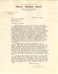 Letter from Ebenezer Methodist Church to W. E. B. Du Bois