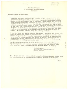 Letter from Richard Bardolph to W. E. B. Du Bois