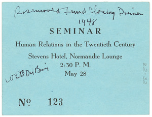 Julius Rosenwald Fund seminar ticket