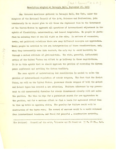 Resolution adopted at Carnegie Hall, September 27, 1953