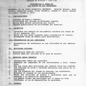Agenda from Festival Puertorriqueño de Massachusetts, Inc. Coronation Committee meeting on September 30, 1993
