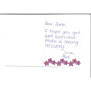 Card addressed to Jane Richard from a student in Sylvania, Ohio