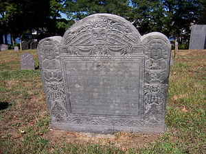 Jonathan Pierpont headstone, Old Burying Ground, Wakefield, Mass.