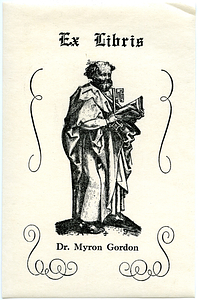 Ex libris Dr. Myron Gordon