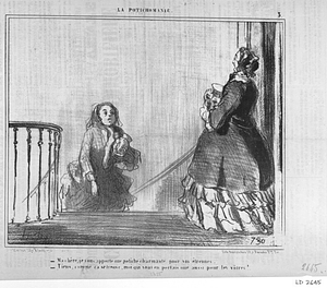 - Ma chère, je vous apporte une potiche charmante pour vos étrennes. - Tiens, comme ça se trouve, moi qui vous en portais une aussi pour les vôtres!....