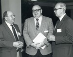 Suffolk University administrators at an Education Conference held at Suffolk University, photograph, 11/13/1984