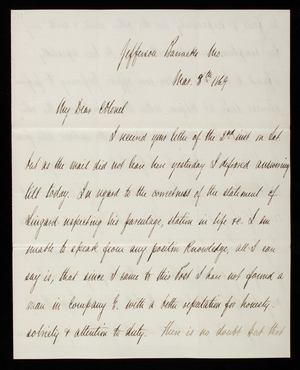 Peter C. Hains to Thomas Lincoln Casey, March 8, 1869
