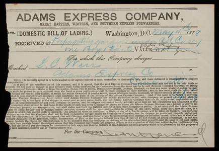 Adams Express Company to Thomas Lincoln Casey, May 11, 1878 (2)