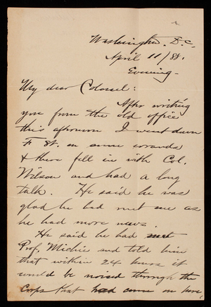 Bernard R. Green to Thomas Lincoln Casey, April 11, 1888 (2)